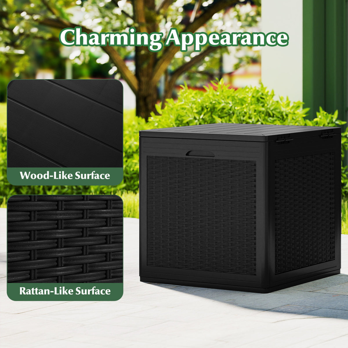 39 Gallon Deck Box with Lockable Lid Package Delivery Box for Patio Furniture Cushions-Black view 8