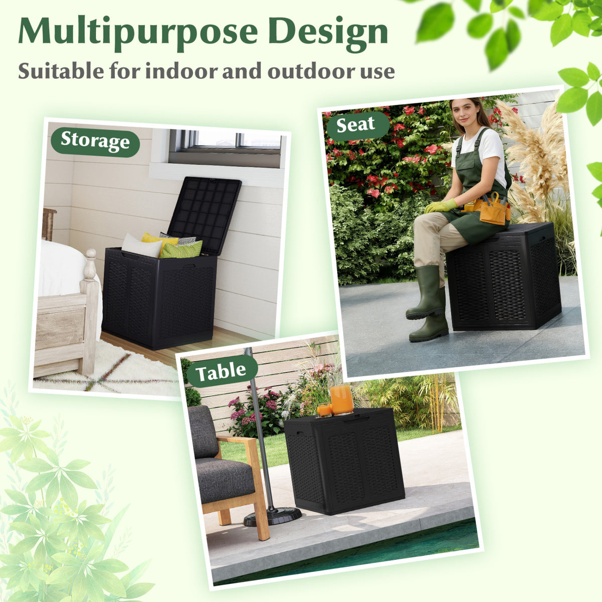 39 Gallon Deck Box with Lockable Lid Package Delivery Box for Patio Furniture Cushions-Black view 9
