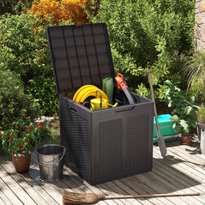 39 Gallon Deck Box with Lockable Lid Package Delivery Box for Patio Furniture Cushions-Brown view 2