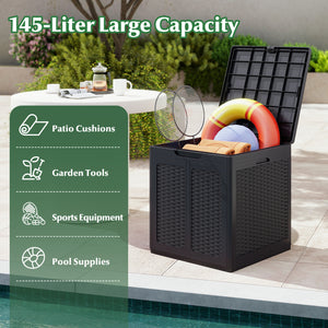 39 Gallon Deck Box with Lockable Lid Package Delivery Box for Patio Furniture Cushions-Brown view 7
