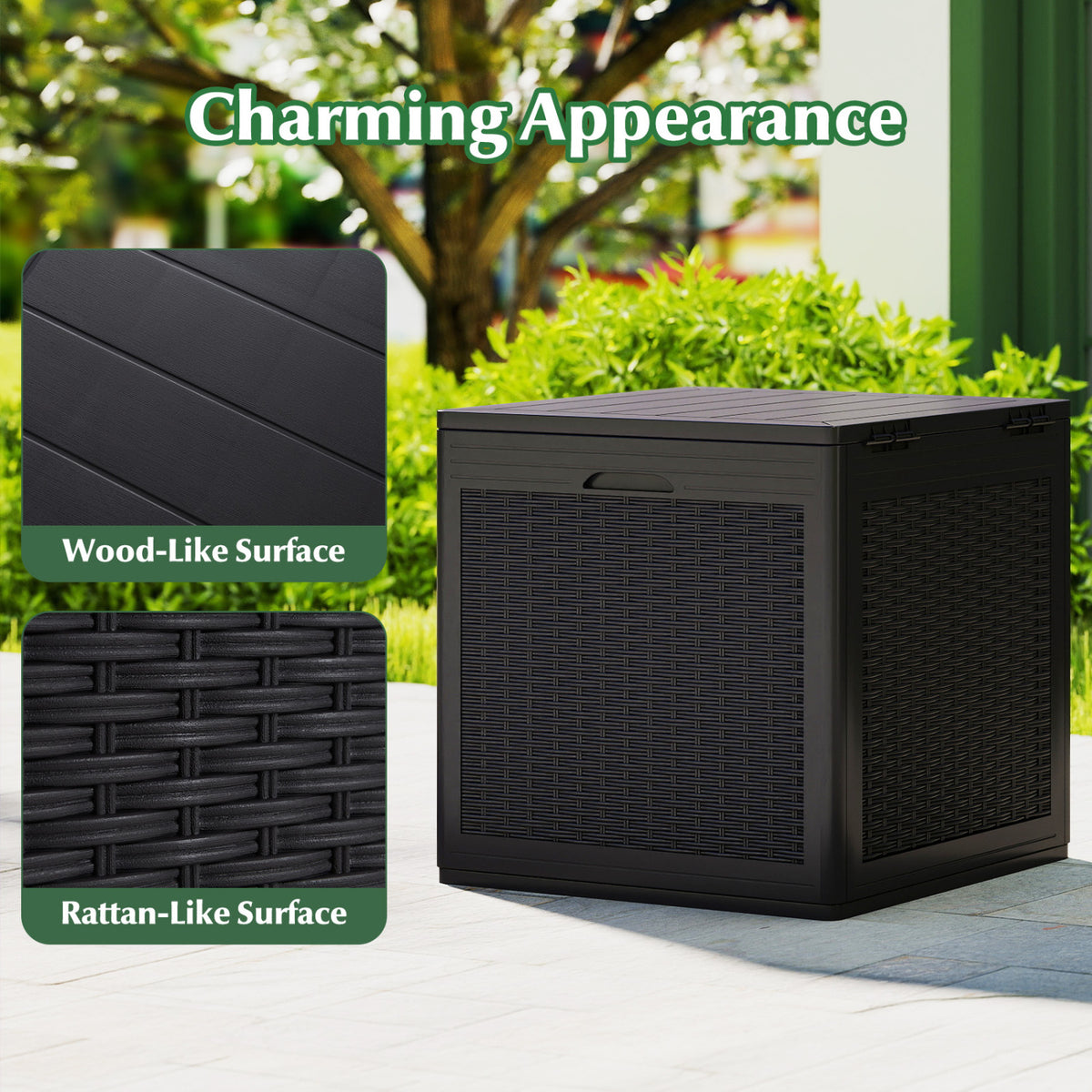 39 Gallon Deck Box with Lockable Lid Package Delivery Box for Patio Furniture Cushions-Brown view 8