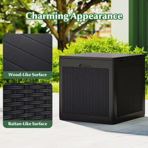 39 Gallon Deck Box with Lockable Lid Package Delivery Box for Patio Furniture Cushions-Brown view 8