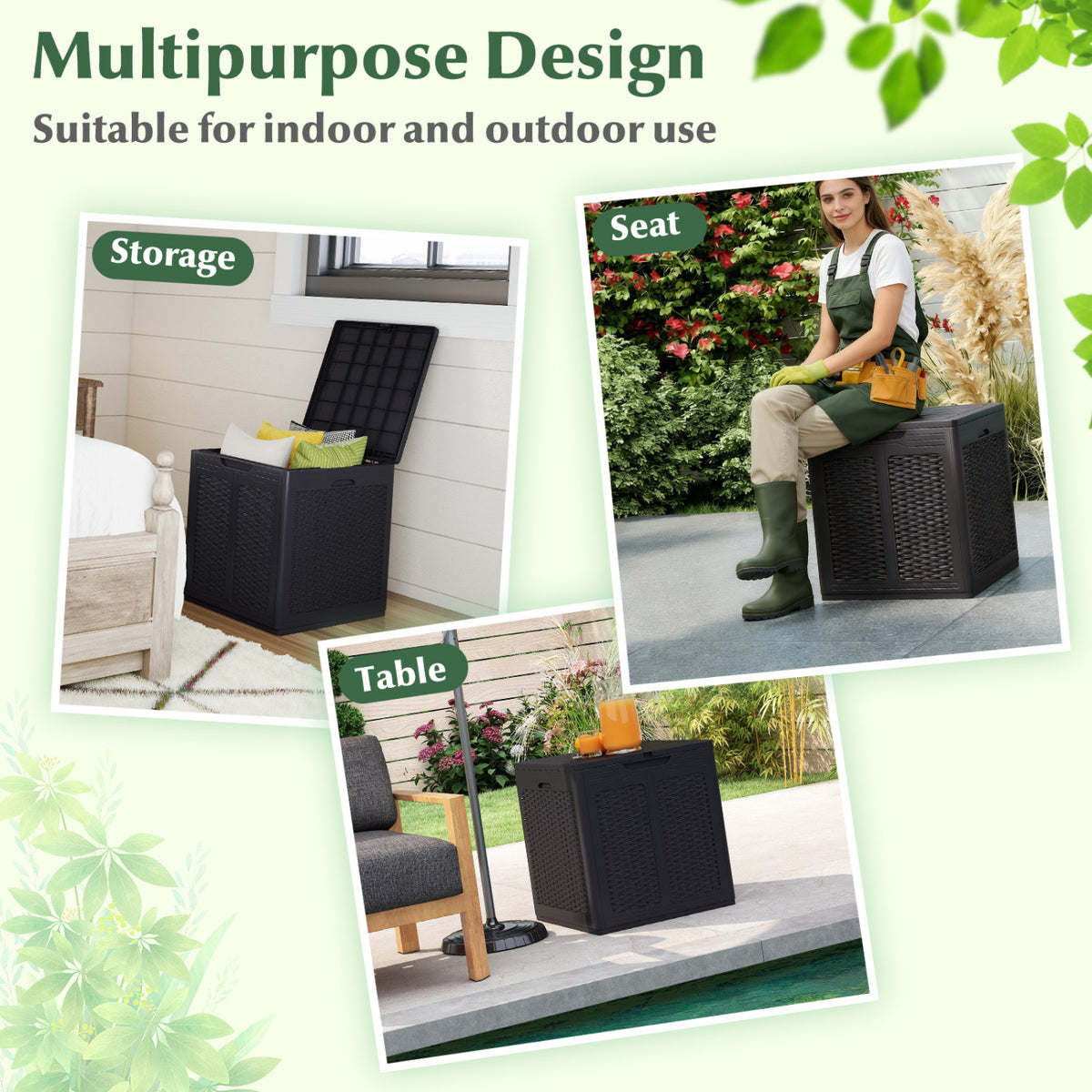 39 Gallon Deck Box with Lockable Lid Package Delivery Box for Patio Furniture Cushions-Brown view 9