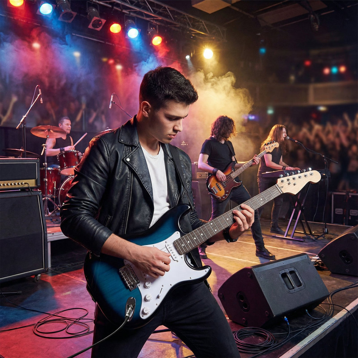 39 Inch Full Size Electric Guitar Beginner Kit with Amplifier for Starter-Blue view 3