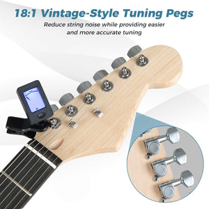 39 Inch Full Size Electric Guitar Beginner Kit with Amplifier for Starter-Blue view 9