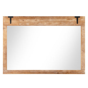 39 x 27.5 Inch Farmhouse Rustic Barn Door Wall Mirror with Wood Frame-Natural