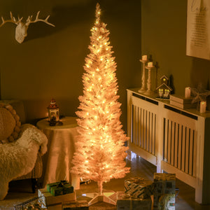 6' Pre Lit Artificial Pencil Christmas Trees, Xmas Tree with Realistic Branches and Warm White LED Lights – view 21