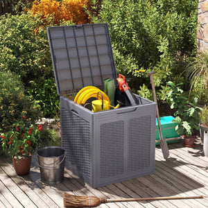 39 Gallon Deck Box with Lockable Lid Package Delivery Box for Patio Furniture Cushions-Gray view 2
