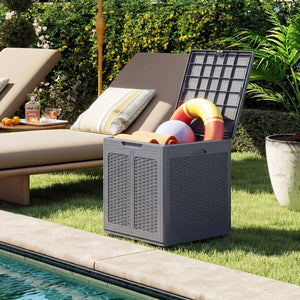 39 Gallon Deck Box with Lockable Lid Package Delivery Box for Patio Furniture Cushions-Gray view 3