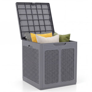 39 Gallon Deck Box with Lockable Lid Package Delivery Box for Patio Furniture Cushions-Gray