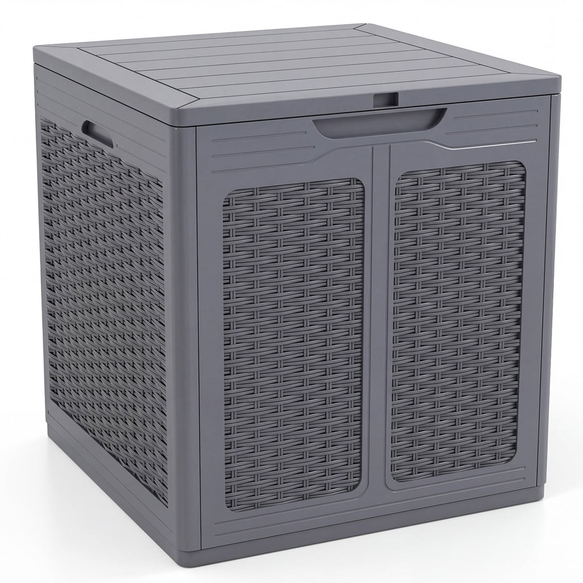 39 Gallon Deck Box with Lockable Lid Package Delivery Box for Patio Furniture Cushions-Gray view 4