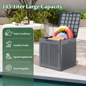 39 Gallon Deck Box with Lockable Lid Package Delivery Box for Patio Furniture Cushions-Gray view 7