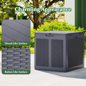 39 Gallon Deck Box with Lockable Lid Package Delivery Box for Patio Furniture Cushions-Gray view 8