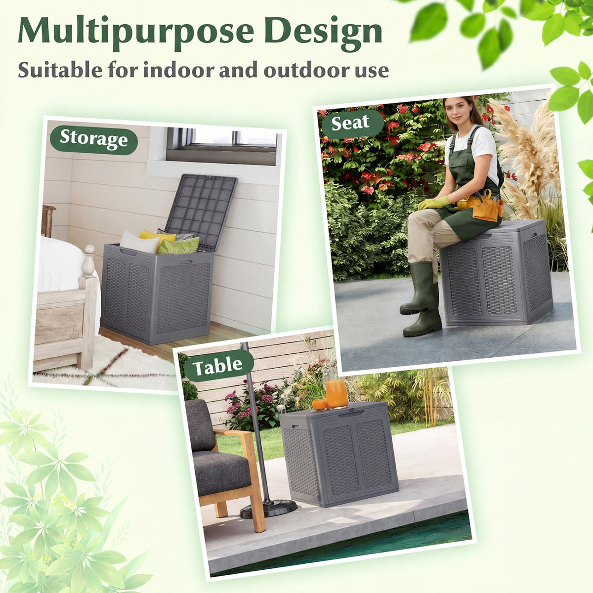 39 Gallon Deck Box with Lockable Lid Package Delivery Box for Patio Furniture Cushions-Gray view 9