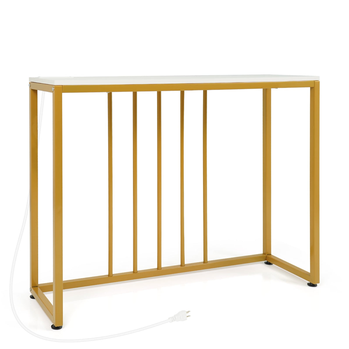 39 inchesModern Console Table with Built-in Charging Station-White
