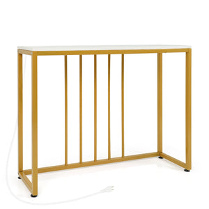 39 inchesModern Console Table with Built-in Charging Station-White