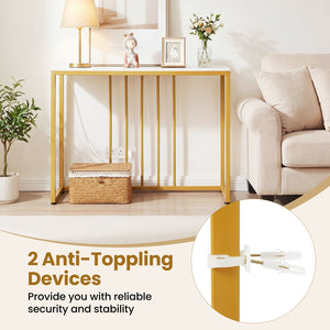 39 inchesModern Console Table with Built-in Charging Station-White view 7