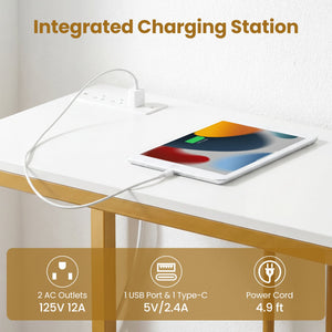 39 inchesModern Console Table with Built-in Charging Station-White view 9