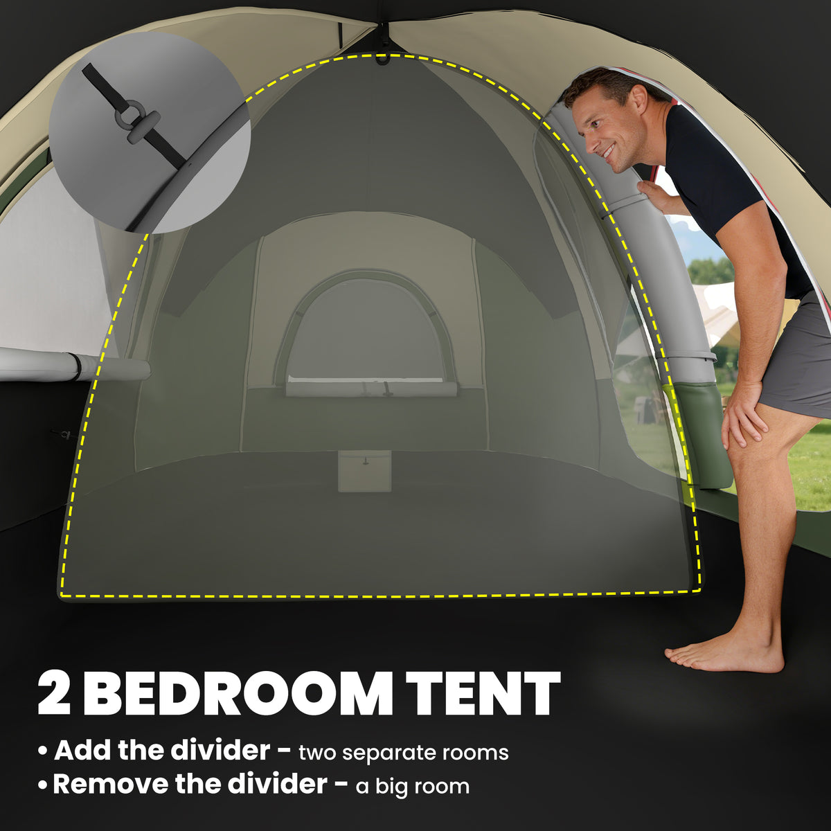 Camping Tent for 6 Man with 2000mm Waterproof Rainfly and Carry Bag for Fishing Hiking Festival, Dark Green – view 4
