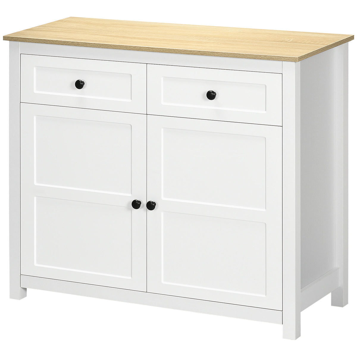 Sideboard, Modern Kitchen Storage Cabinet with Drawers and Adjustable Shelf, for Living Room and Entryway, White