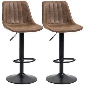 Adjustable Bar Stools Set of 2, Leathaire Swivel Barstools with Back and Footrest – view 2