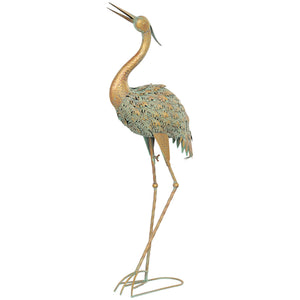 Heron Garden Statue, Standing Lawn Ornament for Lawn Patio Backyard Decoration, 15.3"W x 6.7"D x 35.4"H Mixed Colour