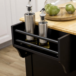 Kitchen Island with Storage Rolling Kitchen Serving Cart with Rubber Wood Top Towel Rack Storage Drawer – view 6
