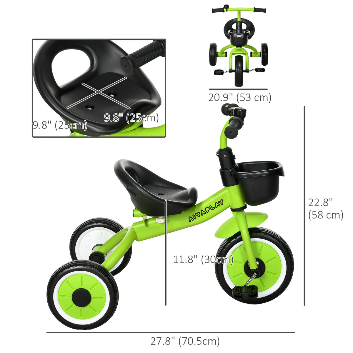 Qaba Tricycle for Toddler 2-5 Year Old Girls and Boys, Toddler Bike with Adjustable Seat, Basket, Bell