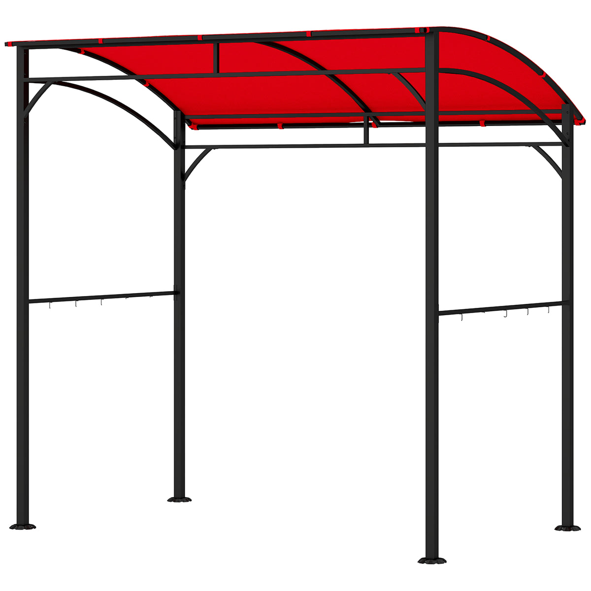 7' x 5' BBQ Grill Gazebo Tent, Garden Grill Canopy with Steel Frame and Hooks, Outdoor Sun Shade, Grey – view 57