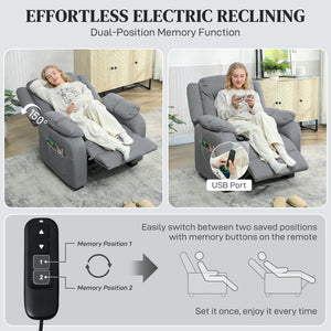 Massage Recliner Chair with Quiet Brushless Motor Pet-Friendly Fabric Power Recliner with 2 Memory – view 17