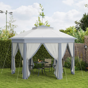 13' x 13' Pop Up Canopy Tent with Netting and Carry Bag, Instant Sun Shelter, Coffee and Beige – view 14