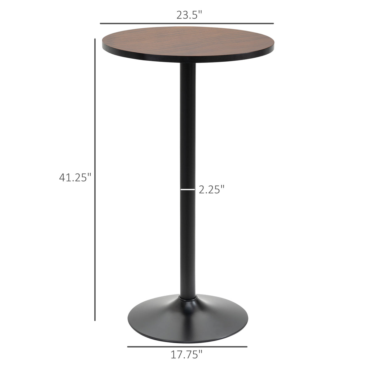 Round Bar Table 41 Inch Height, Industrial High Bistro Table with Metal Base and Elm Wood Top, Bar Height Table for Kitchen, Pub, Breakfast Area