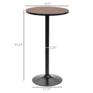 Round Bar Table 41 Inch Height, Industrial High Bistro Table with Metal Base and Elm Wood Top, Bar Height Table for Kitchen, Pub, Breakfast Area
