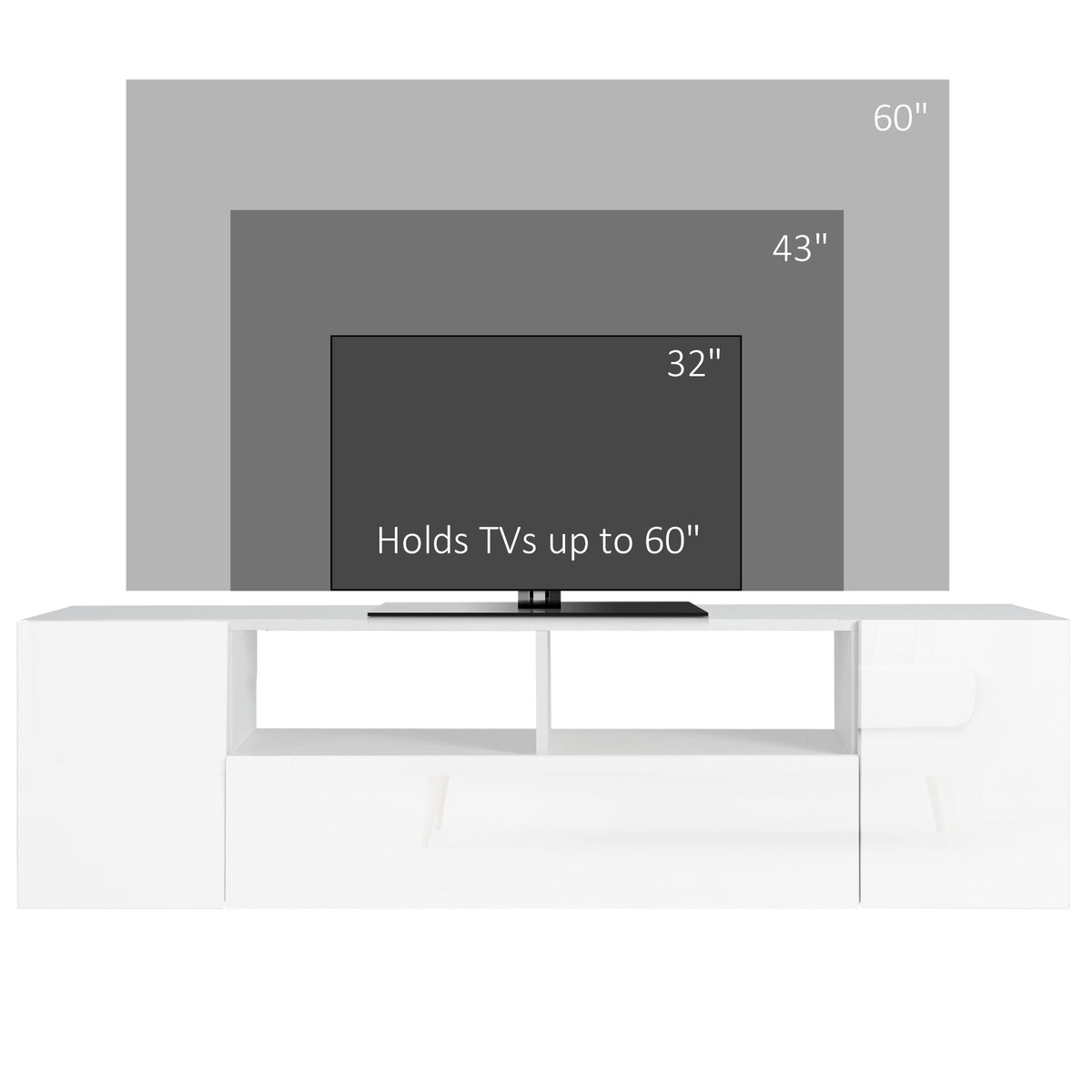 TV Stand for TVs up to 60", TV Unit with LED Lights, Storage Shelves and Cupboards, 53.9" x 13.8" x 16.5" – view 13