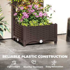 Raised Garden Bed with Trellis, Plastic Raised Flower Bed with Drainage Holes and Drain Plugs – view 4