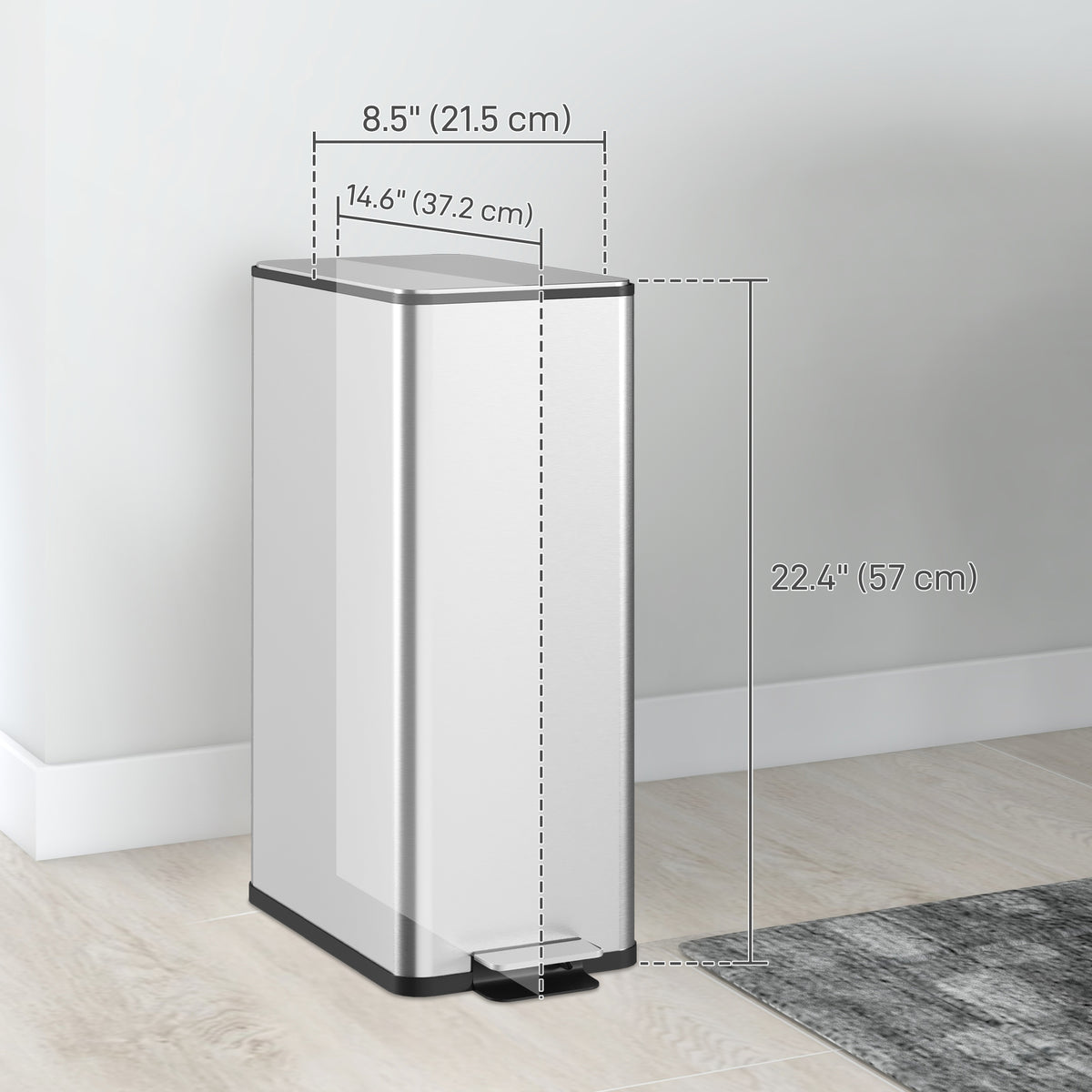 5.3 gal/20 L Stainless Steel Kitchen Garbage Can with Soft-close Lid, Foot Pedal, Fingerprint-Proof, Black – view 9