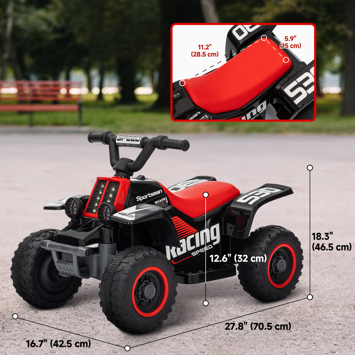 Qaba 6V Kids ATV Quad, 4 Wheeler Battery Powered Electric Ride on Car w/ Lights, Forward Backward