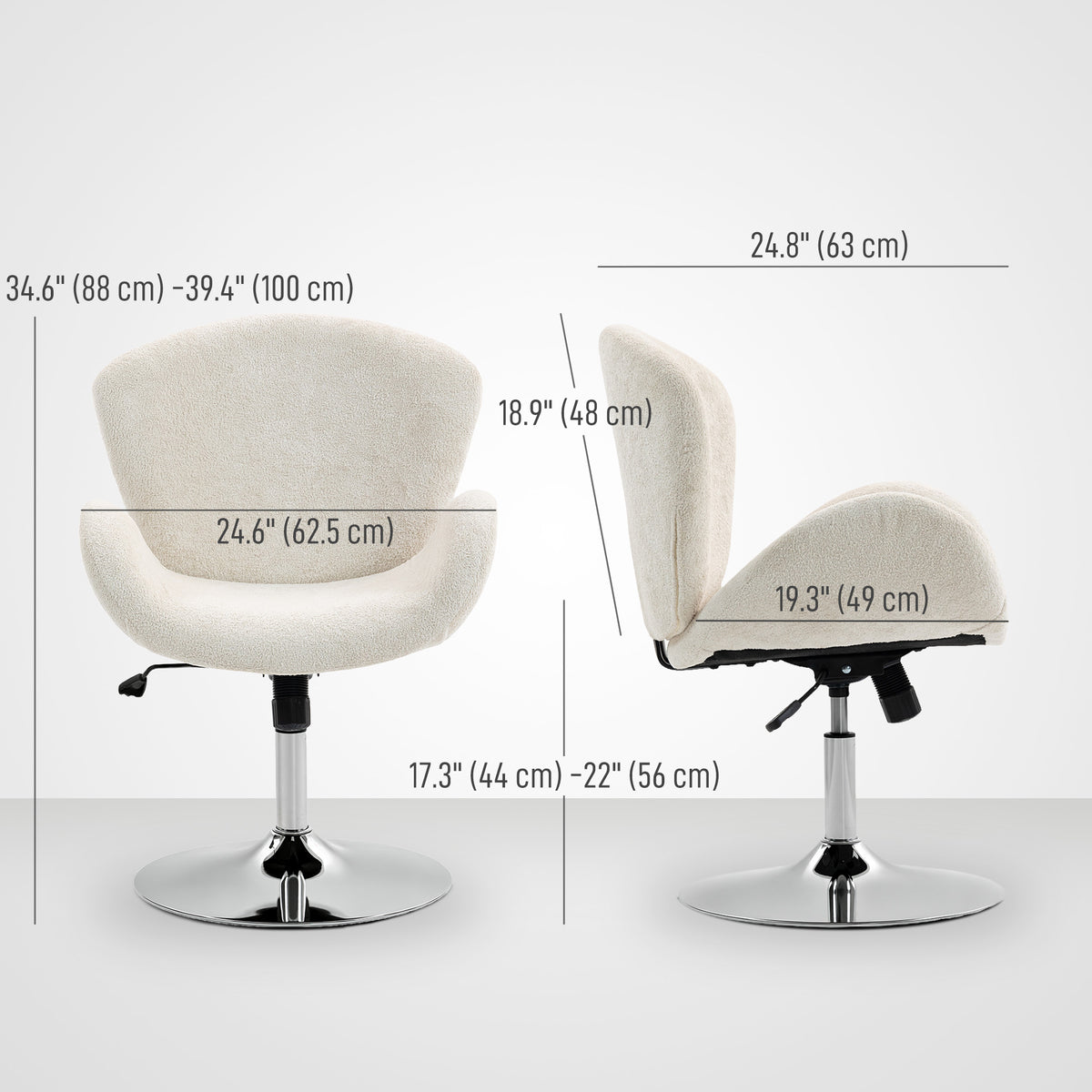 Swivel Office Chair, Velvet Desk Chair with Wide Bucket Seat, Butterfly Back, Tilt Function and Round Base – view 9