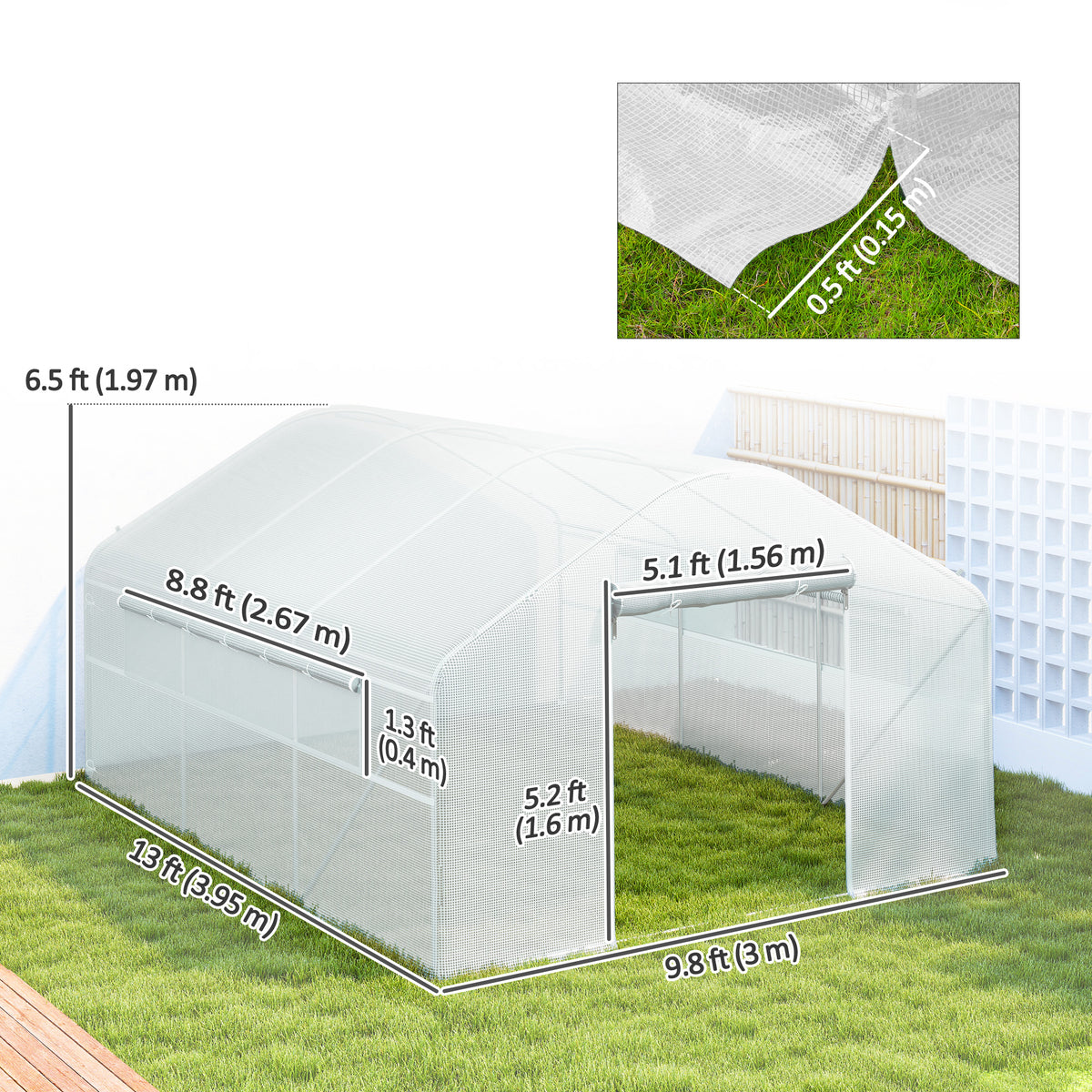 Walk-in Tunnel Greenhouse with Galvanized Steel Frame, Doors & Windows, Wind Resistant – view 9