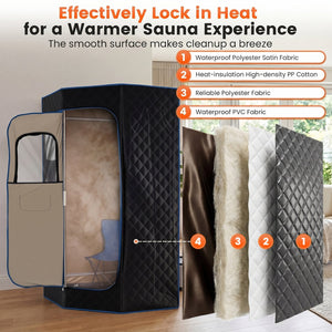 3L Portable Steam Sauna for Home Fast-Heat with 9-Level Remote Control and Folding Chair-Black view 5