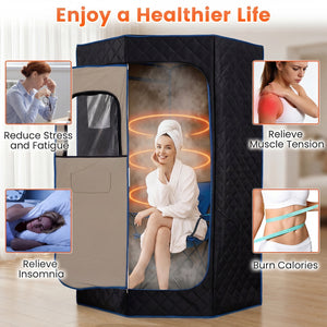 3L Portable Steam Sauna for Home Fast-Heat with 9-Level Remote Control and Folding Chair-Black view 9