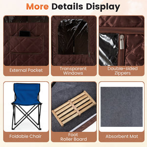 3L Portable Steam Sauna for Home Fast-Heat with 9-Level Remote Control and Folding Chair-Brown view 8