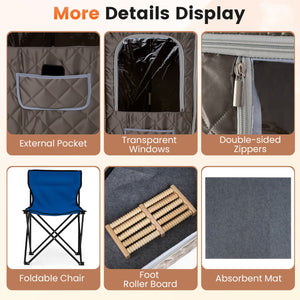 3L Portable Steam Sauna for Home Fast-Heat with 9-Level Remote Control and Folding Chair-Gray view 8