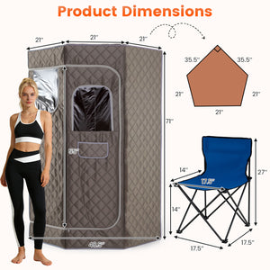 3L Portable Steam Sauna for Home Fast-Heat with 9-Level Remote Control and Folding Chair-Gray view 3