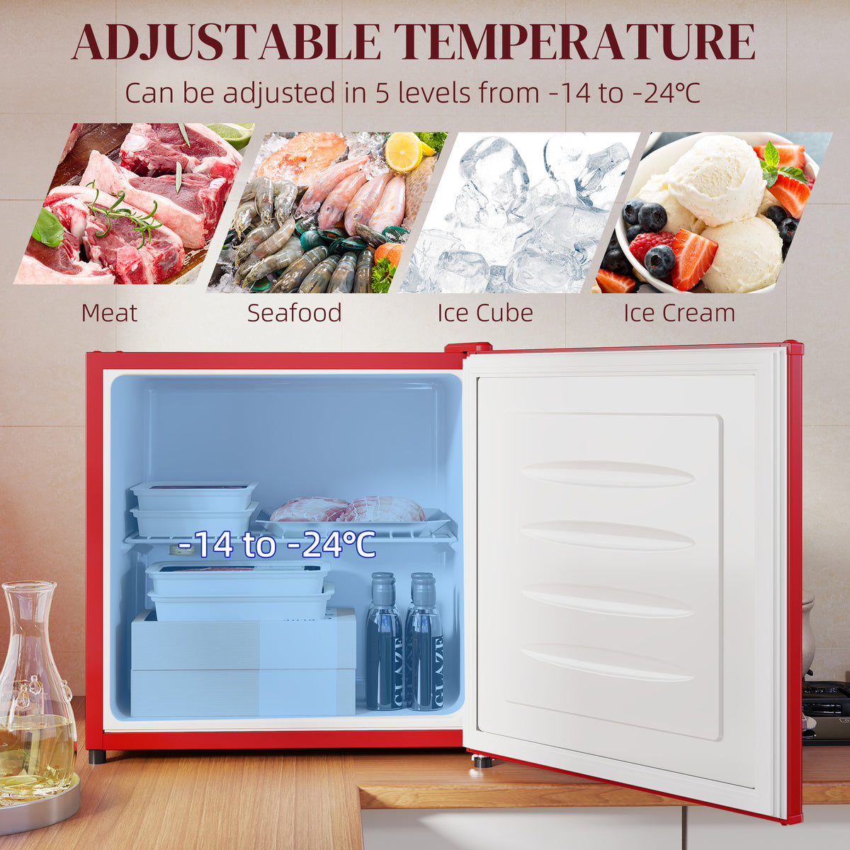 1.1 Cu. Ft. Mini Freezer, Compact Upright Freezer with Reversible Door, Removable Shelf – view 24