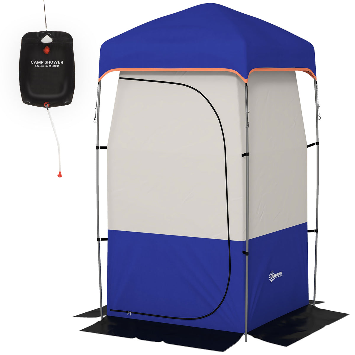 Camping Shower Tent, Portable Privacy Shelter with Solar Shower Bag, Removable Floor and Carrying Bag, Black – view 8