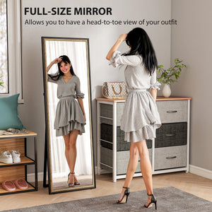 Full Length Mirror, 64" x 21" Rectangle Full Body Mirror with Dual-Tone Frame for Bedroom, Black