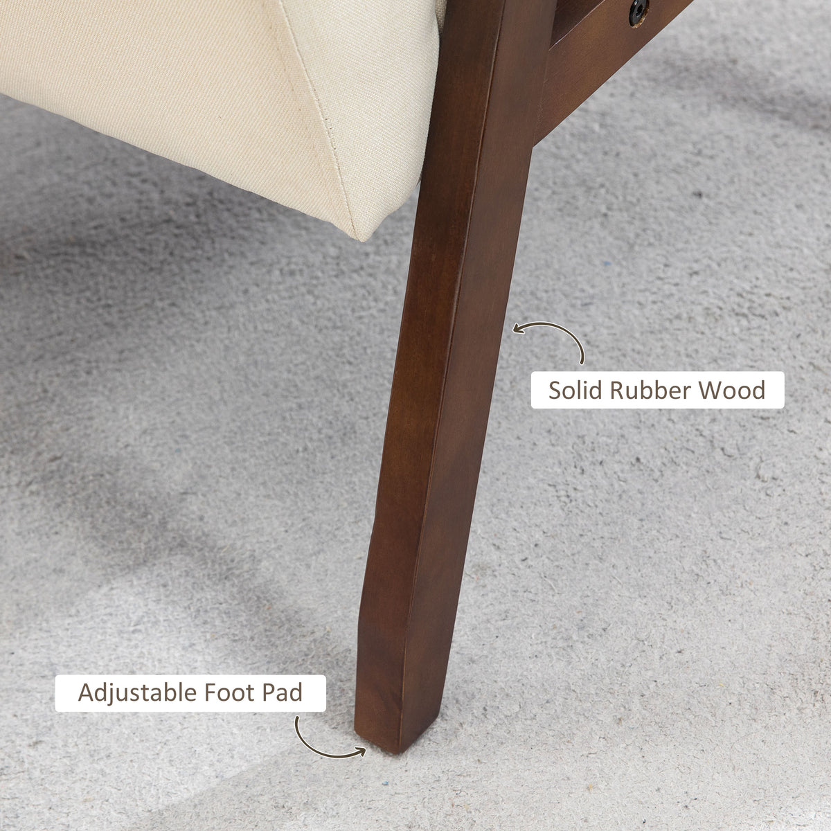 Accent Chairs with Cushioned Seat, Upholstered Linen-Feel Armchair with Adjustable Feet for Bedroom – view 19