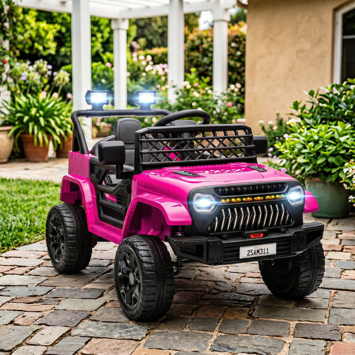 Qaba 12V Ride on Truck, Electric Car for Kids with Remote Control, Suspension, 3 Speeds, USB Music Headlights