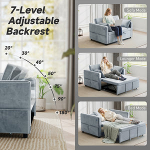 3‑in‑1 Convertible Sofa Bed, Pull Out Sleeper Sofa with USB Charging, Adjustable Backrest, Side Pockets – view 18